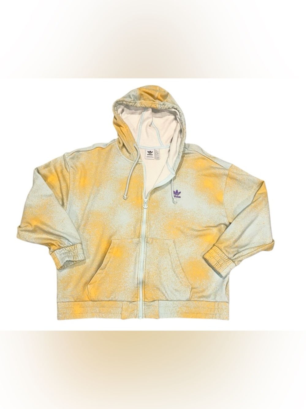 adidas Originals Allover Print Full Zip Hoodie Blue & Orange Sweatshirt Sz L - Picture 6 of 10